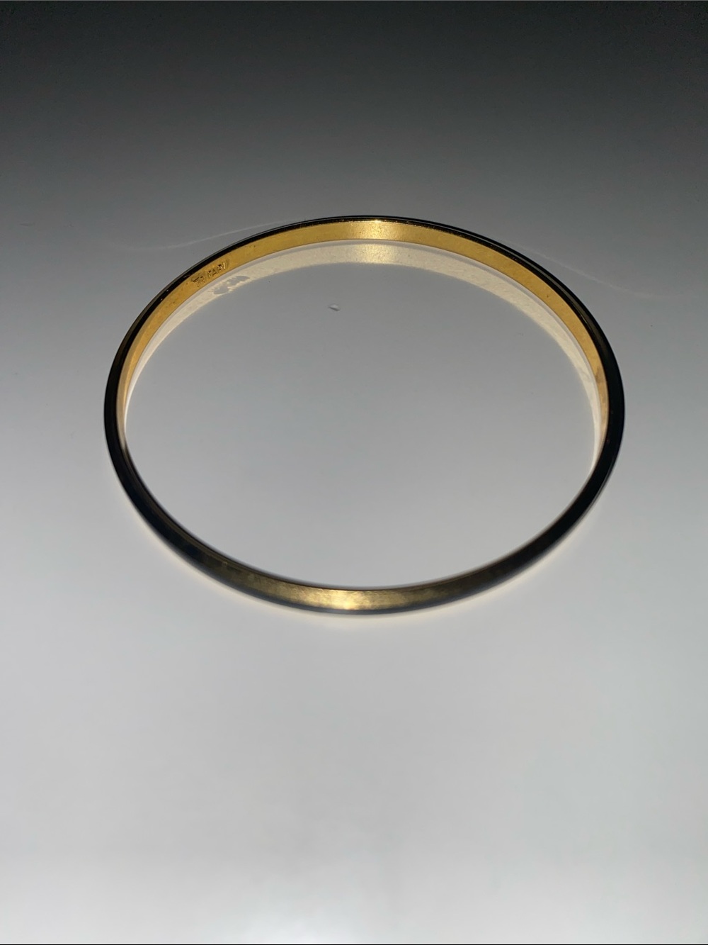 Trifari Gold Tone and Black Slim Bangle Bracelet